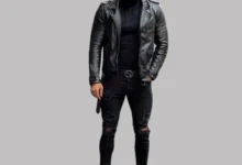 Black Leather Aviator Jacket For Men