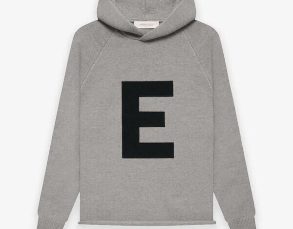 Kids Big E Knit Hoodie in Gray