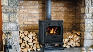 Wood burning stove installation