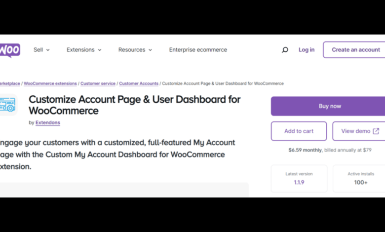 WooCommerce my account page